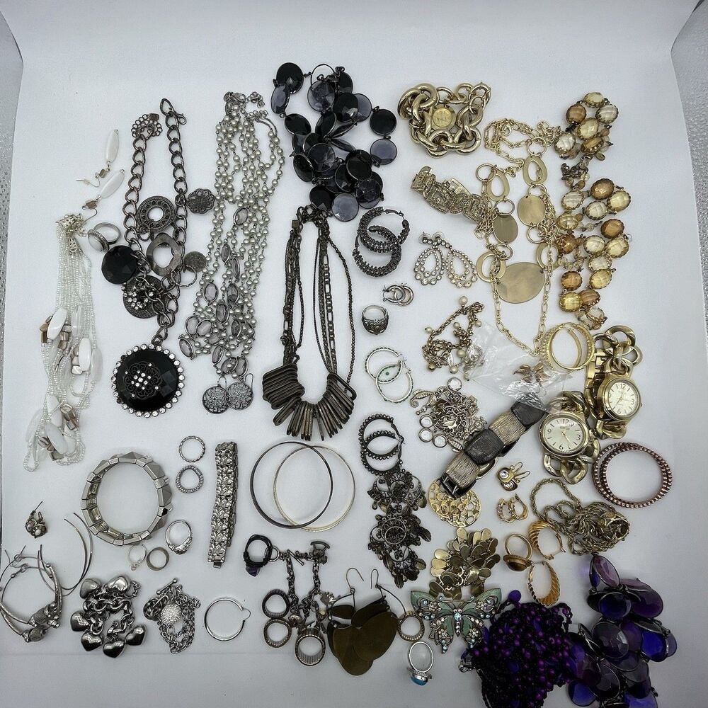 Large Vintage Jewelry Wear Fix Scrap Harvest Rhinestone Lot Arts Crafts 4.3 lbs
